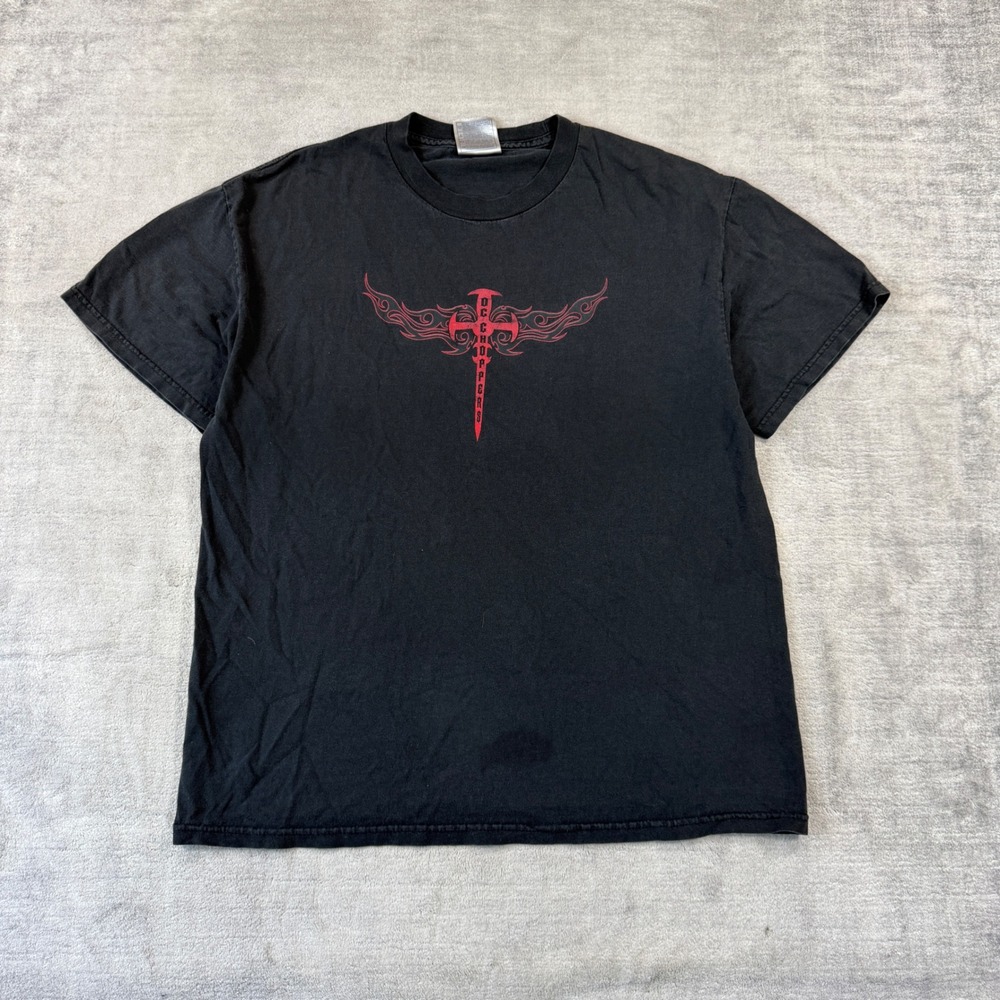 Orange County Choppers Shirt Mens Large Black Vintage Y2K Tribal Cross Biker